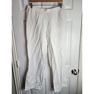J. Jill Linen Beach Summer‎ Pull On Stretch White Pants Size L